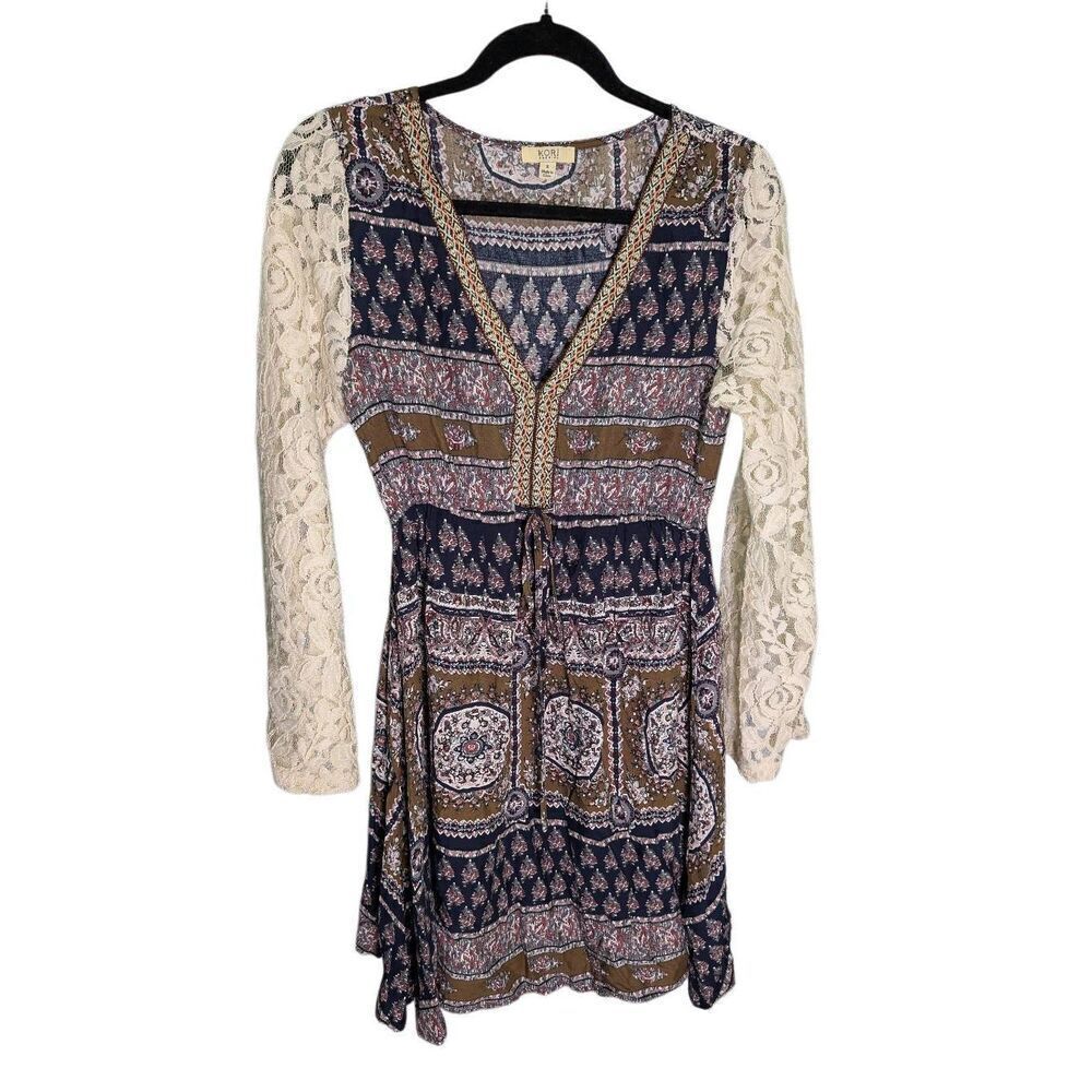 Kori America Dress Babydoll Lace Sleeve Fairy Boho Women's Small